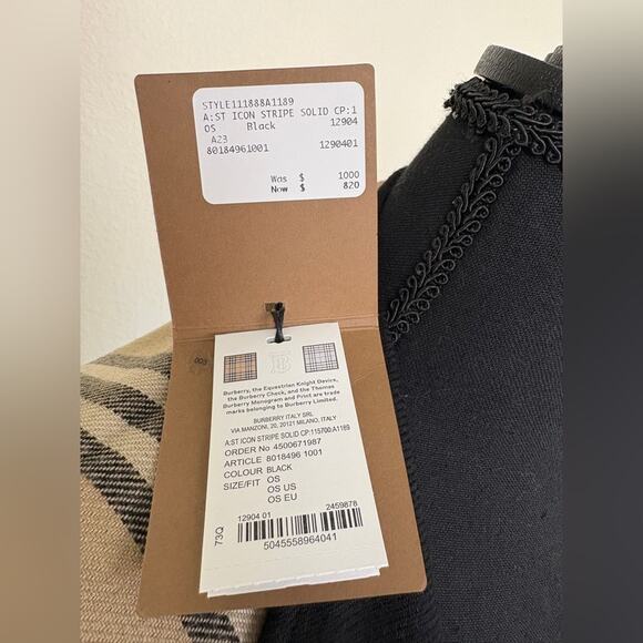 Burberry Black and Tan Icon Stripe Wool Reversible Cape - Picture 6 of 10